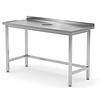 INOXI Work table with splashback and waste hole | 1200x600 mm INOXI Work table with splashback and waste hole | 1200x600 mm