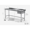 INOXI Table with sink and waste hole - sink on right side | 1800x600 mm INOXI Table with sink and waste hole - sink on right side | 1800x600 mm