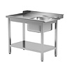INOXI Loading table for dishwashers with sink and undershelf - left | 1100x760 mm