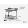 INOXI Loading table for dishwashers with sink and undershelf - right | 1400x760 mm INOXI Loading table for dishwashers with sink and undershelf - right | 1400x760 mm