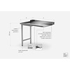 INOXI Unloading table for dishwashers on two legs - left | 1200x760 mm