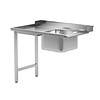 INOXI Loading table for dishwashers with sink on two legs - left | 1000x700 mm INOXI Loading table for dishwashers with sink on two legs - left | 1000x700 mm