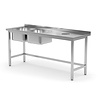INOXI Table with two sinks and waste hole - sinks on left side | 1700x600 mm