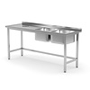 INOXI Table with two sinks and waste hole - sinks on right side | 1700x600 mm