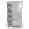 INOXI Stainless steel storage cupboard with partition and sliding doors, dimensions 800x600x(h)1800 mm