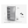 INOXI Stainless steel storage cupboard with partition and sliding doors, dimensions 800x600x(h)1800 mm