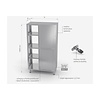 INOXI Stainless steel double-sided cupboard with partition and sliding doors, dimensions 800x600x(h)2000 mm