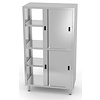 INOXI Stainless steel double-sided cupboard with partition and sliding doors, dimensions 900x700x(h)1800 mm