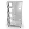 INOXI Stainless steel double-sided cupboard with partition and sliding doors, dimensions 1000x500x(h)2000 mm INOXI Stainless steel double-sided cupboard with partition and sliding doors, dimensions 1000x500x(h)2000 mm