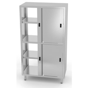 INOXI Stainless steel double-sided cupboard with partition and sliding doors, dimensions 1100x500x(h)2000 mm INOXI Stainless steel double-sided cupboard with partition and sliding doors, dimensions 1100x500x(h)2000 mm