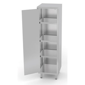 INOXI Szafa magazynowa ze stali nierdzewnej z drzwiami na zawiasach o wymiarach 400x700x(h)1800 mm INOXI Szafa magazynowa ze stali nierdzewnej z drzwiami na zawiasach o wymiarach 400x700x(h)1800 mm