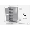 INOXI Stainless steel storage cupboard with partition and hinged doors, dimensions 900x700x(h)1800 mm
