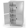 INOXI Stainless steel storage cupboard with partition and hinged doors, dimensions 1100x500x(h)2000 mm