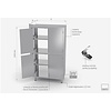 INOXI Stainless steel double-sided cupboard with partition and hinged doors, dimensions 1100x600x(h)1800 mm INOXI Stainless steel double-sided cupboard with partition and hinged doors, dimensions 1100x600x(h)1800 mm