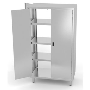 INOXI Stainless steel double-sided cupboard with hinged doors, dimensions 1100x700x(h)1800 mm