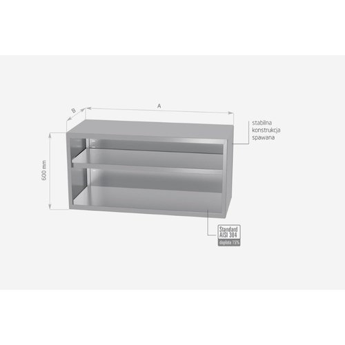 INOXI Szafka wisząca otwarta | 1100x400 mm INOXI Szafka wisząca otwarta | 1100x400 mm