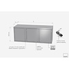 INOXI Wall mounted storage cupboard with hinged doors - triple doors | 1400x300 mm INOXI Wall mounted storage cupboard with hinged doors - triple doors | 1400x300 mm