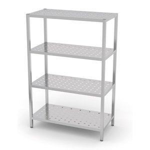 INOXI Storage rack with 4 perforated shelves | 600x600 mm