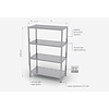 INOXI Storage rack with 4 perforated shelves | 1100x700 mm