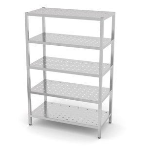 INOXI Storage rack with 5 perforated shelves | 1200x600 mm
