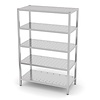 INOXI Storage rack with 5 perforated shelves | 1400x400 mm