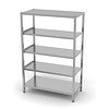 INOXI Storage rack with adjustable shelves, 5 solid shelves | 700x700 mm