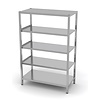 INOXI Storage rack with adjustable shelves, 5 solid shelves | 1000x600 mm