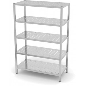 INOXI Storage rack with adjustable shelves, 5 perforated shelves | 1100x400 mm