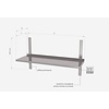 INOXI Półka wisząca przestawna pojedyncza z dwiema konsolami | 1500x400 mm