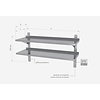 INOXI Hanging shelf with two adjustable shelves - with two brackets | 1500x400 mm INOXI Hanging shelf with two adjustable shelves - with two brackets | 1500x400 mm