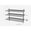 INOXI Półka wisząca przestawna, potrójna z dwiema konsolami | 1400x300 mm INOXI Półka wisząca przestawna, potrójna z dwiema konsolami | 1400x300 mm