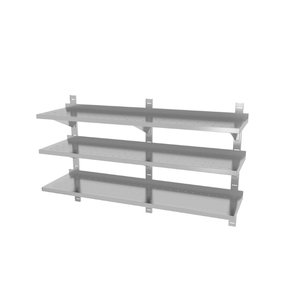 INOXI Hanging shelf with three adjustable perforated shelves - with three brackets | 1900x400 mm INOXI Hanging shelf with three adjustable perforated shelves - with three brackets | 1900x400 mm