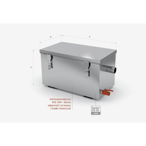 INOXI Separator tłuszczu, pojemność 30 litrów | 650x346 mm INOXI Separator tłuszczu, pojemność 30 litrów | 650x346 mm