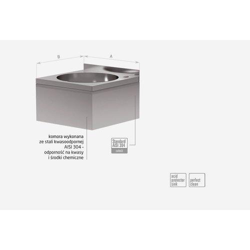 INOXI Built in Hand Wash Basin, Acid-Resistant, 400x400x(h)200 mm, Round Chamber INOXI Built in Hand Wash Basin, Acid-Resistant, 400x400x(h)200 mm, Round Chamber