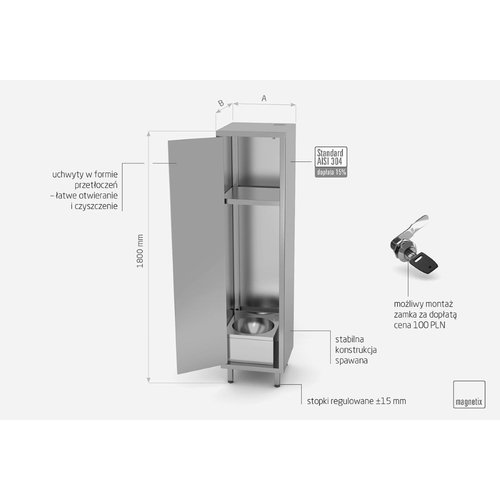 INOXI Storage cupboard with basin and hinged doors | 500x500 mm INOXI Storage cupboard with basin and hinged doors | 500x500 mm