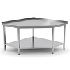 INOXI Stainless steel corner work table with splashback and shelf, dimensions 900x1000x(h)850 mm INOXI Stainless steel corner work table with splashback and shelf, dimensions 900x1000x(h)850 mm