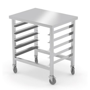 INOXI Regał jezdny z blatem roboczym na pojemniki 10x GN 1/1 |  790x580 mm INOXI Regał jezdny z blatem roboczym na pojemniki 10x GN 1/1 |  790x580 mm