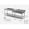 INOXI Reinforced table with two sinks and undershelf - sinks on right side | 2600x600 mm