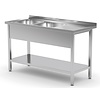 INOXI Table with two sinks and undershelf - sinks on left side | 1700x600 mm