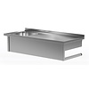 INOXI Wall mounted table with sink - sink on left side | 1600x600 mm