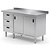 INOXI Work table with splashback, cabinet with three drawers and sliding doors - drawers on left side | 1900x600 mm