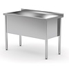 INOXI Table with single wash trough - sink depth h = 400 mm | 600x600 mm
