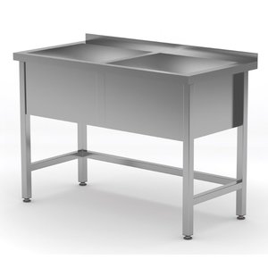 INOXI Table with double wash trough sink depth h = 300 mm | 1200x600 mm INOXI Table with double wash trough sink depth h = 300 mm | 1200x600 mm