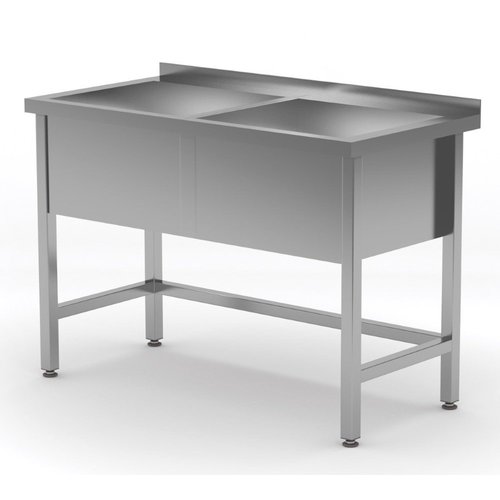 INOXI Table with double wash trough sink depth h = 300 mm | 1500x600 mm INOXI Table with double wash trough sink depth h = 300 mm | 1500x600 mm