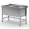 INOXI Table with double wash trough sink depth h = 400 mm | 1300x700 mm INOXI Table with double wash trough sink depth h = 400 mm | 1300x700 mm