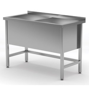 INOXI Table with double wash trough sink depth h = 400 mm | 1500x600 mm INOXI Table with double wash trough sink depth h = 400 mm | 1500x600 mm