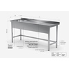 INOXI Reinforced table with sink without shelf - sink on left side | 1800x700 mm