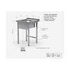 INOXI Table with sink without shelf | 700x700 mm