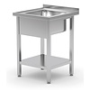 INOXI Stół ze zlewem i półką | 700x600 mm