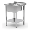 INOXI Stół ze zlewem i półką | 700x700 mm INOXI Stół ze zlewem i półką | 700x700 mm